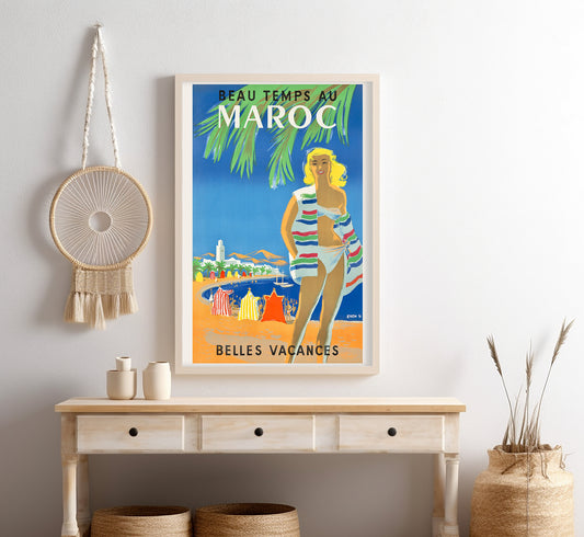 Morocco vintage travel poster Belles Vacances by Even, 30s.