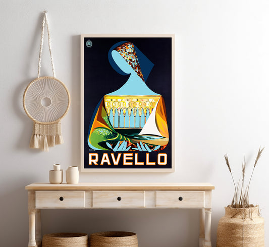 Ravello, Amalfi Coast, Italy vintage travel poster by Domenico Mino Delle Site, c. 1910-1955.