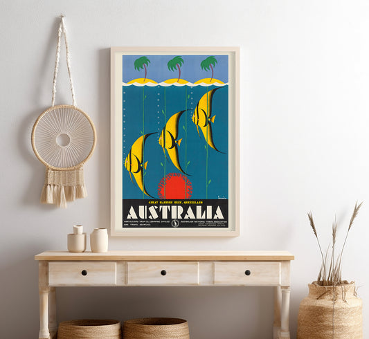 Great Barrier Reef, Queensland, Australian vintage travel poster by Sellheim, c. 1930-1939.