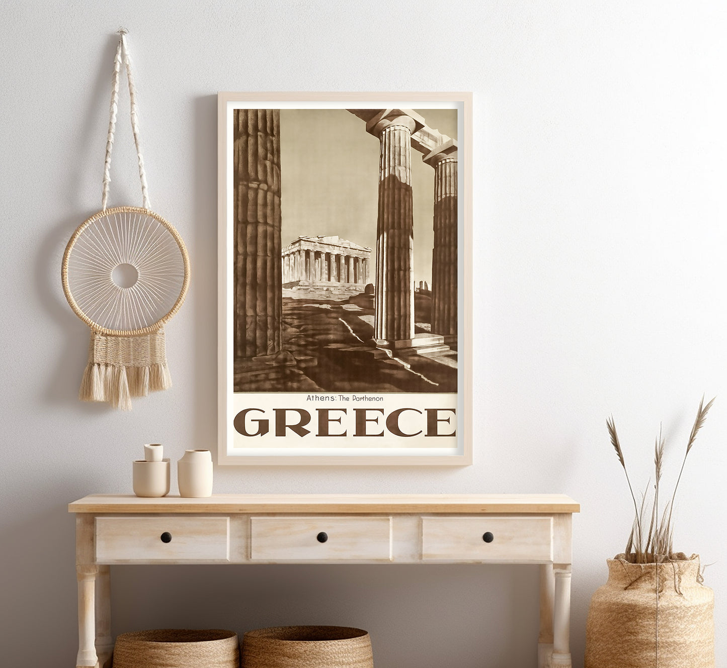 The Pantheon, Athens, Greece vintage travel poster by Nelly's, 1910-1959.