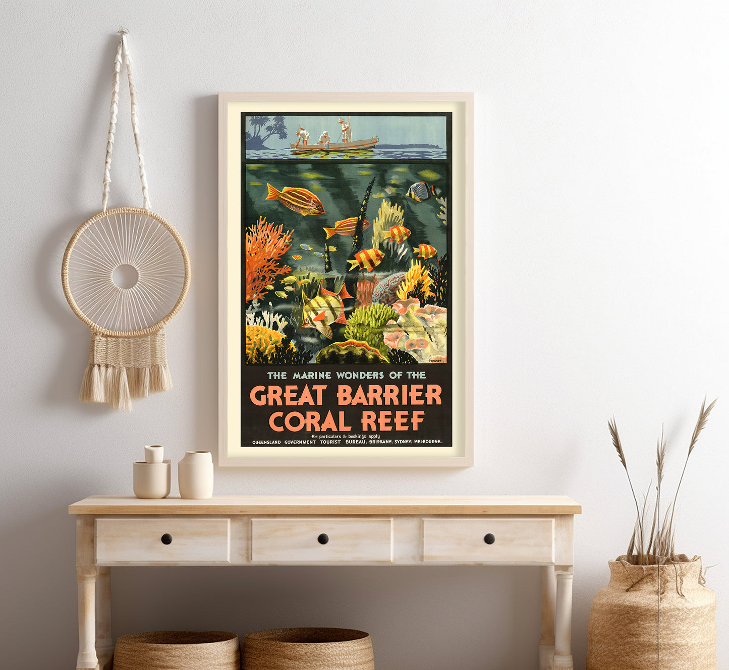 Great Barrier Reef, Australia vintage travel poster by Percival Albert Trompf, 30s.