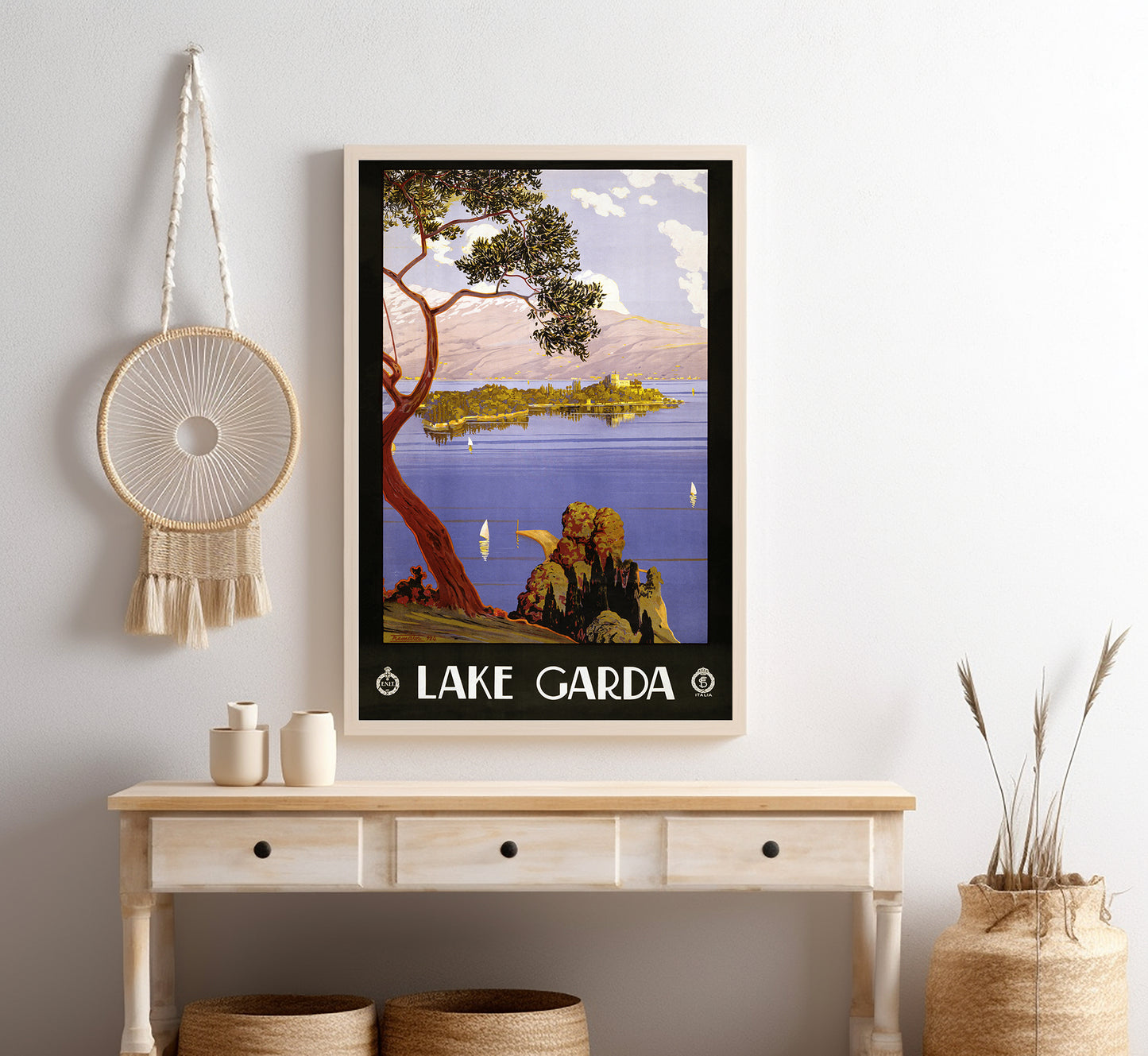 Lake Garda, Italy vintage travel poster by Serverino Trematore, c. 1924.