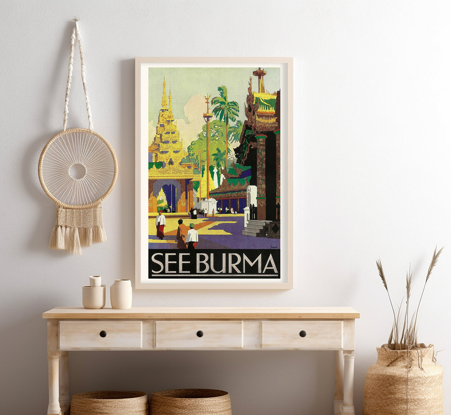 See Burma, India vintage travel poster by Percy Padden, 1930s.