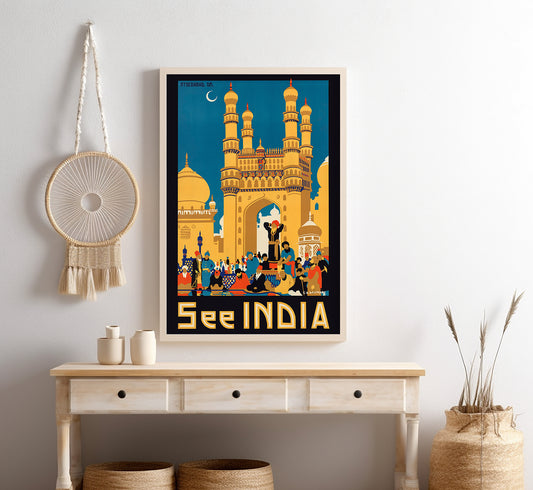 See India vintage travel poster by G.D. Deuskar, c. 1910-1959.