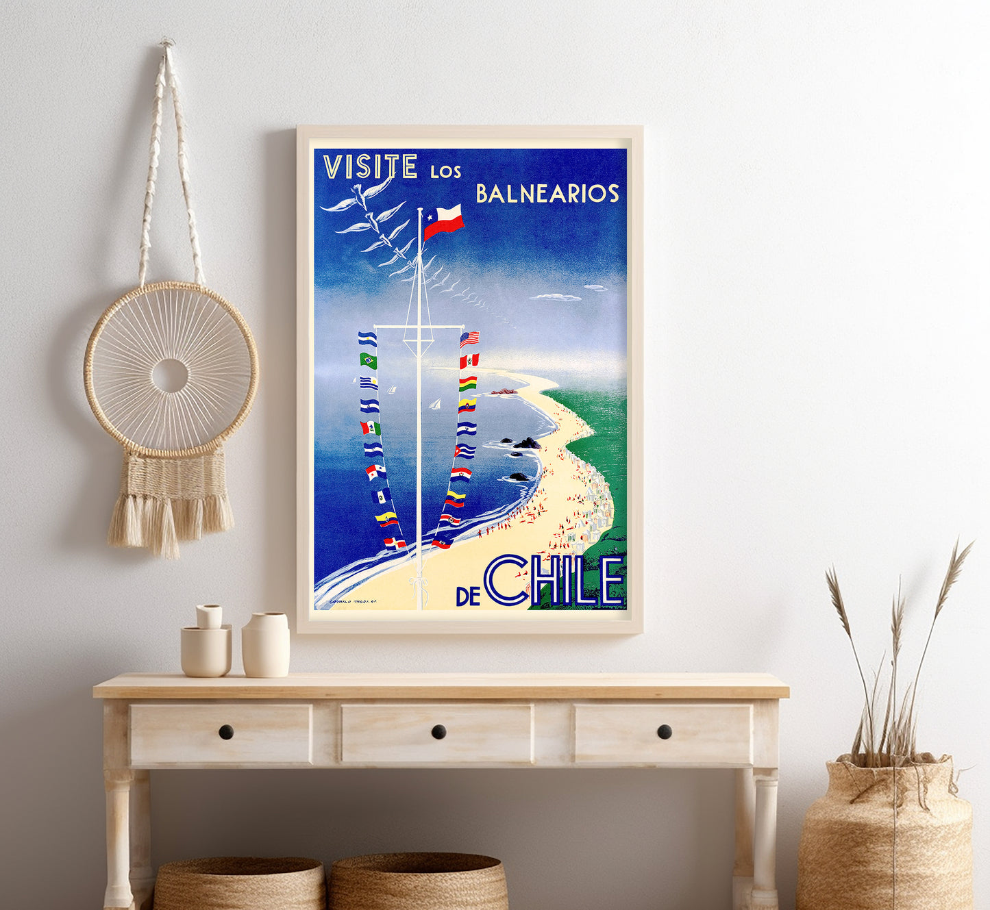 Chile vintage travel poster Visite los Balnearios de Chile by Camilo Mori, c. 1941.