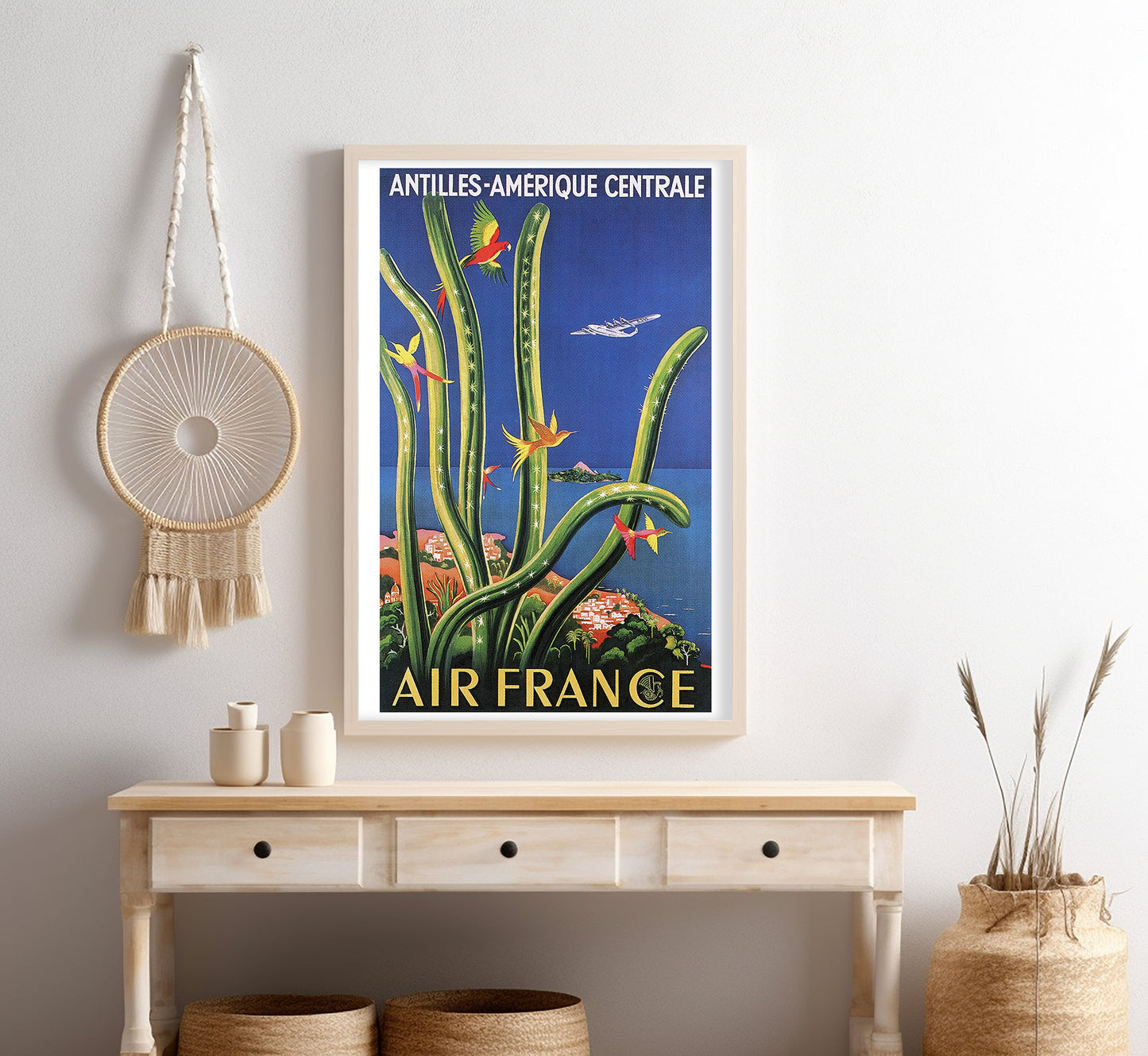 Air France to Central America, Antilles - Amerique Centrale vintage travel poster by unknown author, 1910-1955.