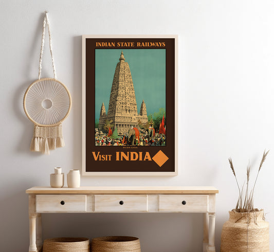 Budha Gaya, Visit India travel poster by unknown author, c. 1910-1959.