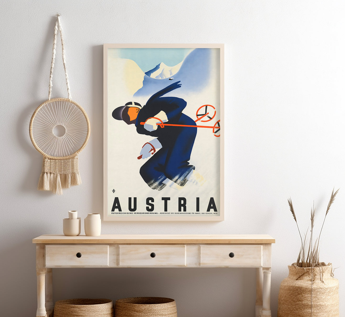 Ski Holidays in Austria vintage travel poster Paul Kirnig, 1910-1959.