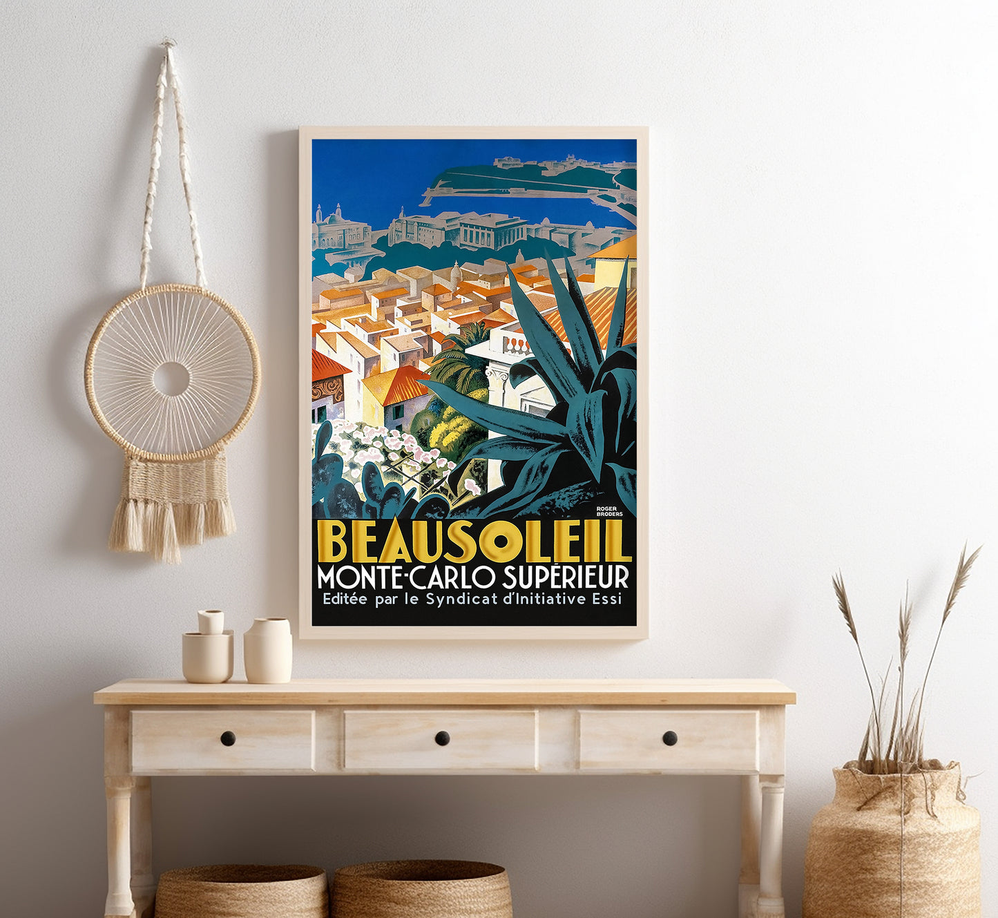 Beausoleil, Monaco, Monte-Carlo vintage travel poster by Roger Broders, 1928.