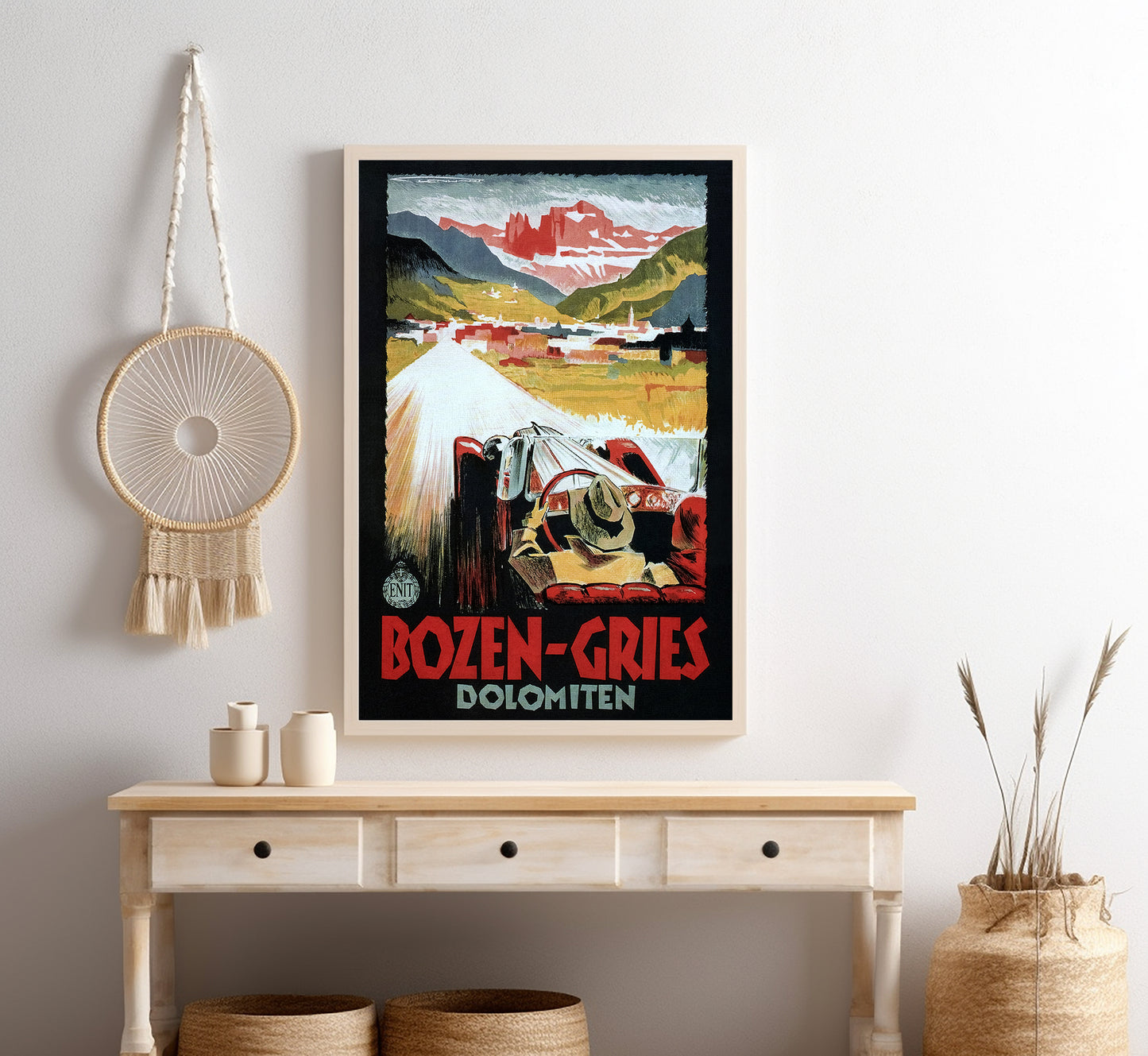 Bolzano Dolomites Italy Vintage Travel Poster ENIT Bozen-Gries Dolomiten by Franz Lenhart, 1934.