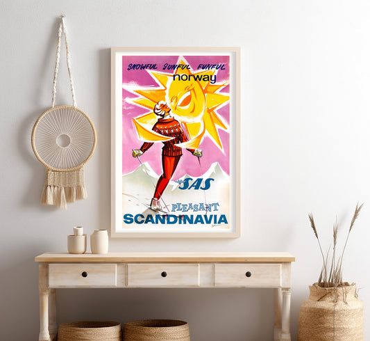 Pleasant Scandinavia, Norway vintage travel poster by unknown author, c. 1910-1955.