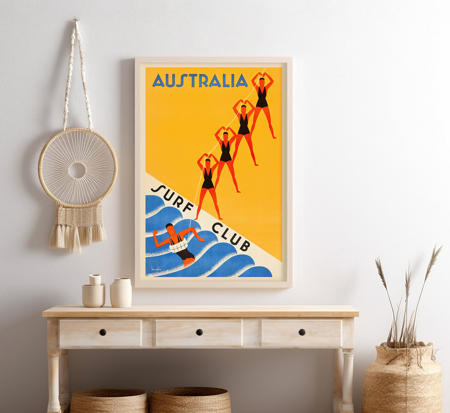 Australia Surf Club vintage travel poster by Sellheim, 1930s.