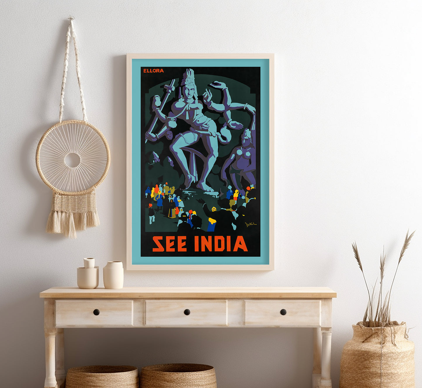 See India vintage travel poster by G.D. Deuskar, c. 1910-1959.