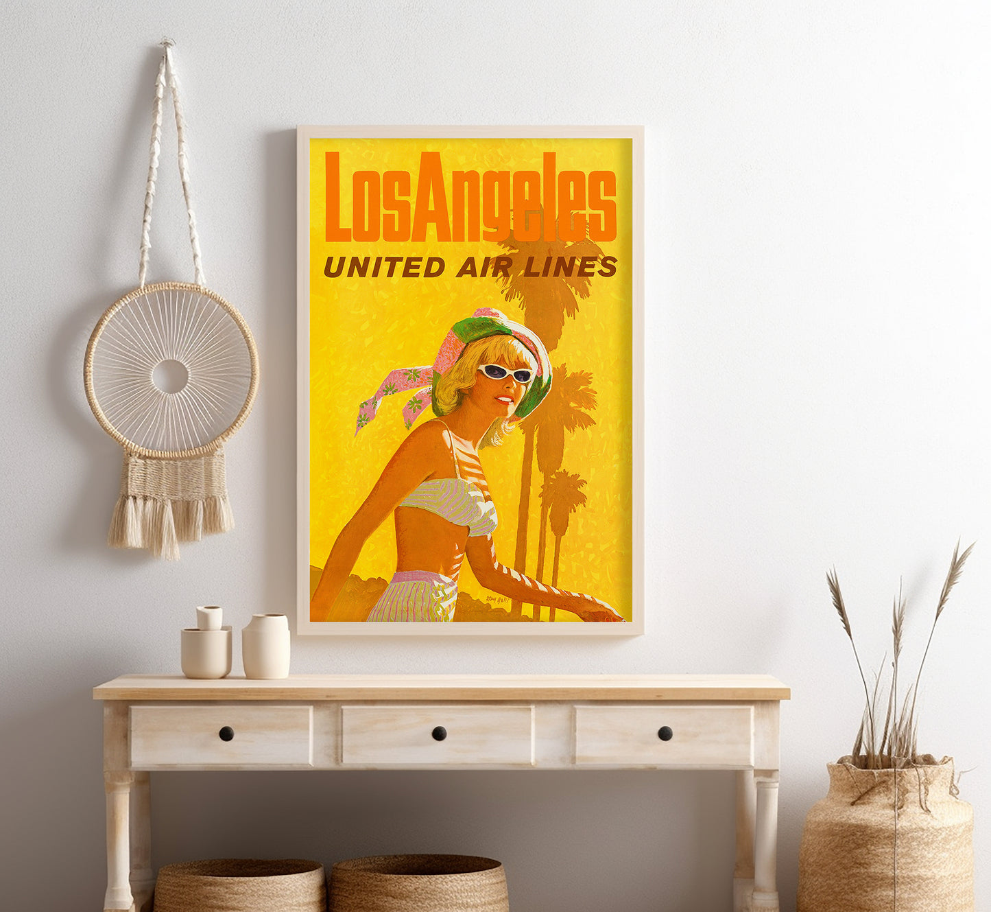 Los Angeles United Airlines vintage travel poster by Stanley Galli, c. 1910-1959.