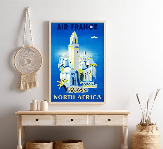 Air France to North Africa vintage travel poster by unknown author, c. 1910-1955.