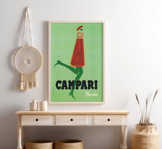 Campari Soda | Corre Col Tempo | Vintage Advertising Poster | Vintage Kitchen Decor | Extra Large Wall Art.