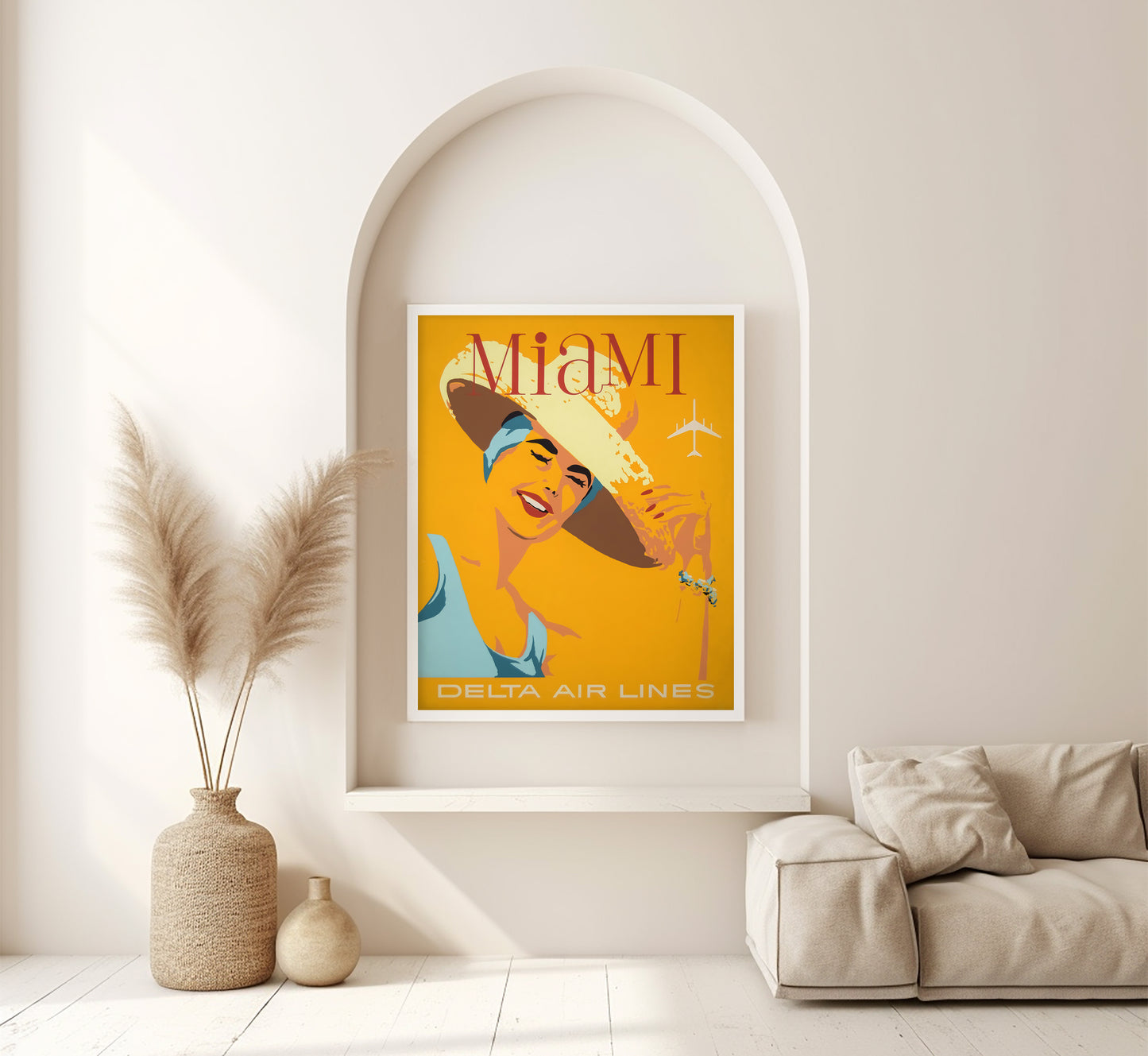 Miami Delta Airlines vintage travel poster by unknown author, c. 1910-1955.