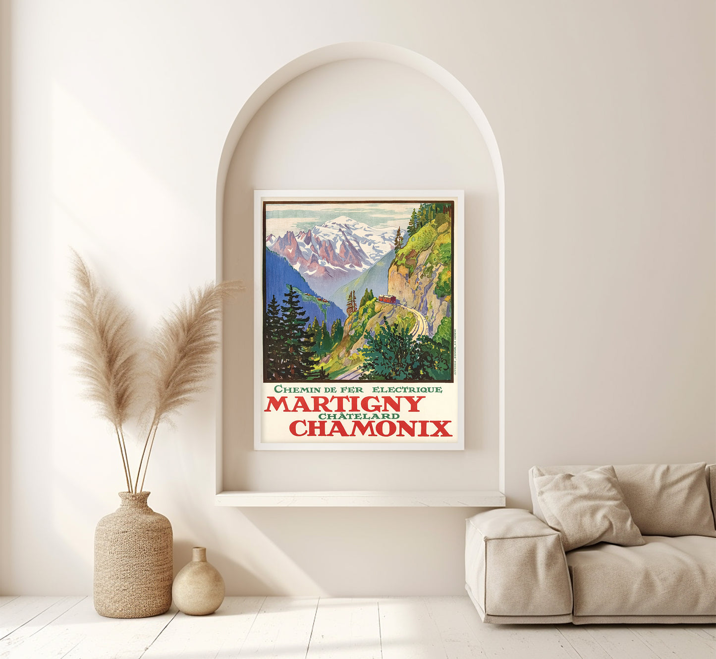 Extremely rare Martigny Chamonix, Switzerland vintage travel poster by unknown author, c. 1930.