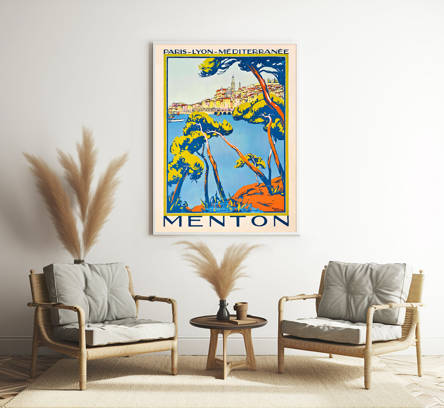 PML Menton vintage travel poster by Roger Broders, 1923.