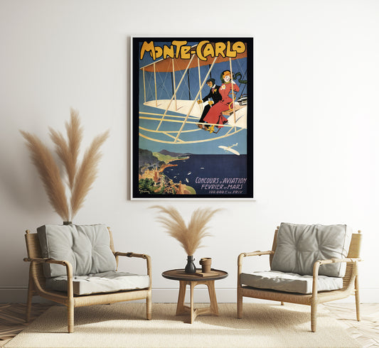 Monaco, Monte Carlo vintage travel poster by Grun, c. 20s.