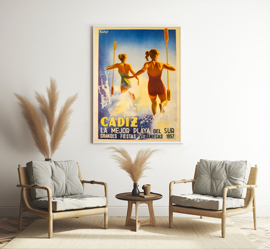 Cadiz, Spain vintage travel poster by B. De Hoyos c. 1910-1955.