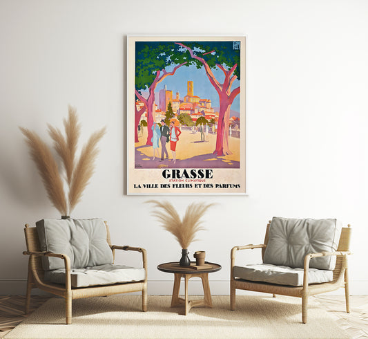 Grasse, French Riviera Poster, PLM France Vintage Travel Poster by Roger Broders.