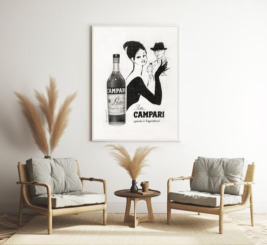 Bitter Campari | This Is The Aperitif | Campari Vintage Advertising Poster | Vintage Kitchen Decor | Extra Large Wall Art.