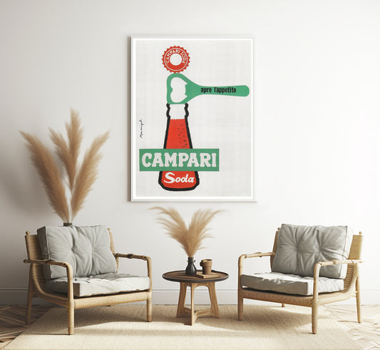 Campari Soda | Apre L'Appetito l Campari Vintage Advertising Poster | Vintage Kitchen Decor | Extra Large Wall Art.