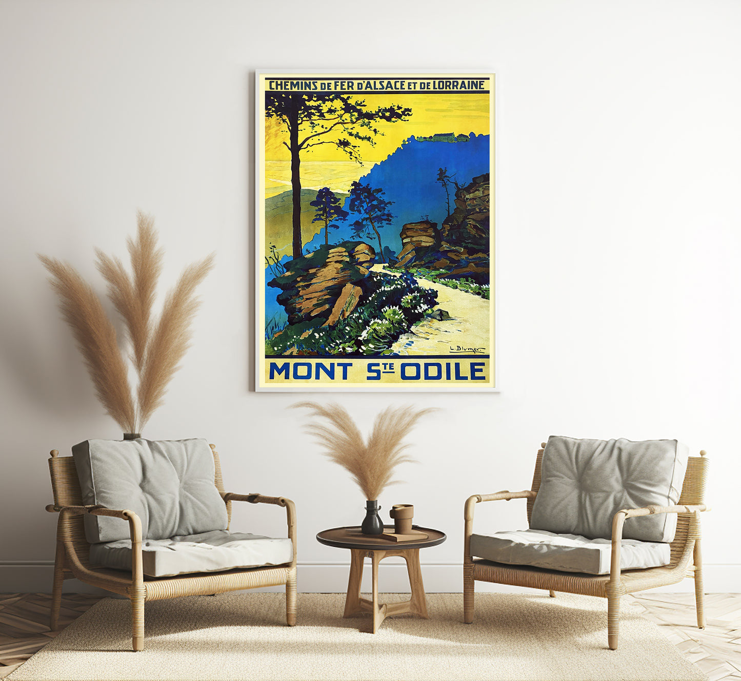 Rare Mont Ste Odile France vintage travel poster by L. Blumer, c. 1930.