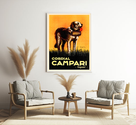 Cordial Campari Poster with a St. Bernard dog from 1920s by Leonetto Cappiello | Vintage Campari Advertising Poster | Vintage Kitchen Decor.