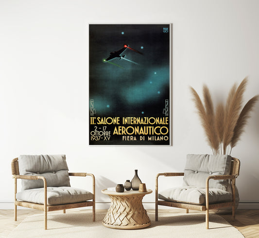 Milan, Italy, Aeronautics vintage travel poster by Parrini, c. 1937.