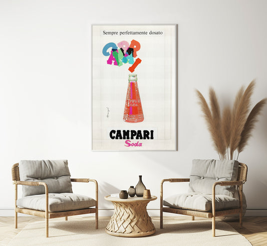 Campari Soda | Sempre Perfettamente Dosato | Vintage Campari Advertising Poster | Vintage Kitchen Decor | Extra Large Wall Art.