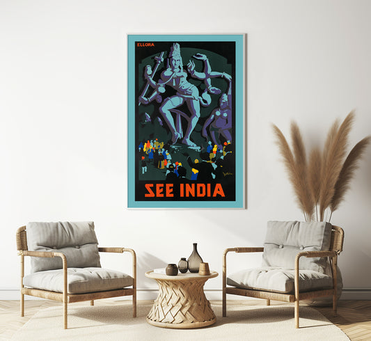 See India vintage travel poster by G.D. Deuskar, c. 1910-1959.