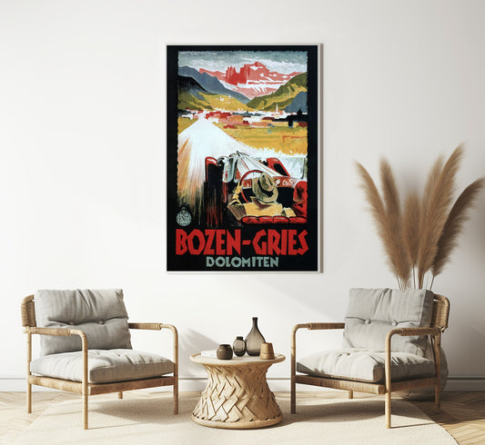 Bolzano Dolomites Italy Vintage Travel Poster ENIT Bozen-Gries Dolomiten by Franz Lenhart, 1934.
