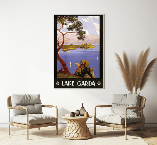 Lake Garda, Italy vintage travel poster by Serverino Trematore, c. 1924.