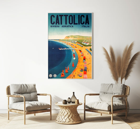 Cattolica, Rimini, Italy vintage travel poster by Gogliardo Ossani, c. 1939.