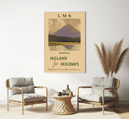 Donegal, Ireland for holidays vintage travel poster by Walter Till, 1910-1959.