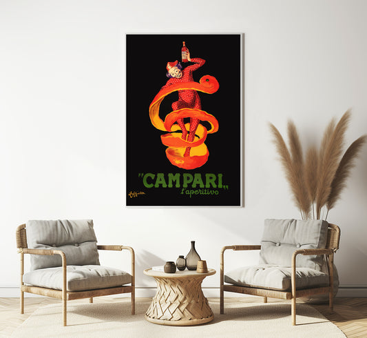 Campari l'Aperitivo by Leonetto Cappiello, The legendary Campari vintage advertising poster, Vintage kitchen decor.