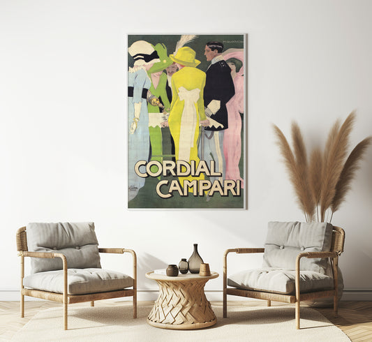 Cordial Campari Women and Officers by Marcello Dudovich | Vintage Advertising | Vintage Kitchen Decor | Extra Large Wall Art.