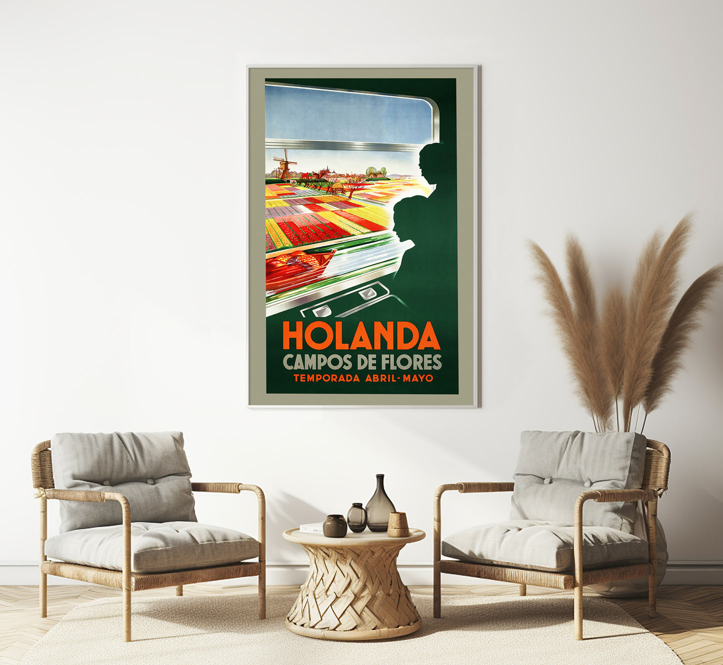 Campos de Flores, Holland vintage travel poster by unknown author, 1910-1955.