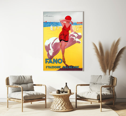 Fano, Pesaro and Urbino, Marche, Italy vintage travel poster by Federico Seneca, 1930s.