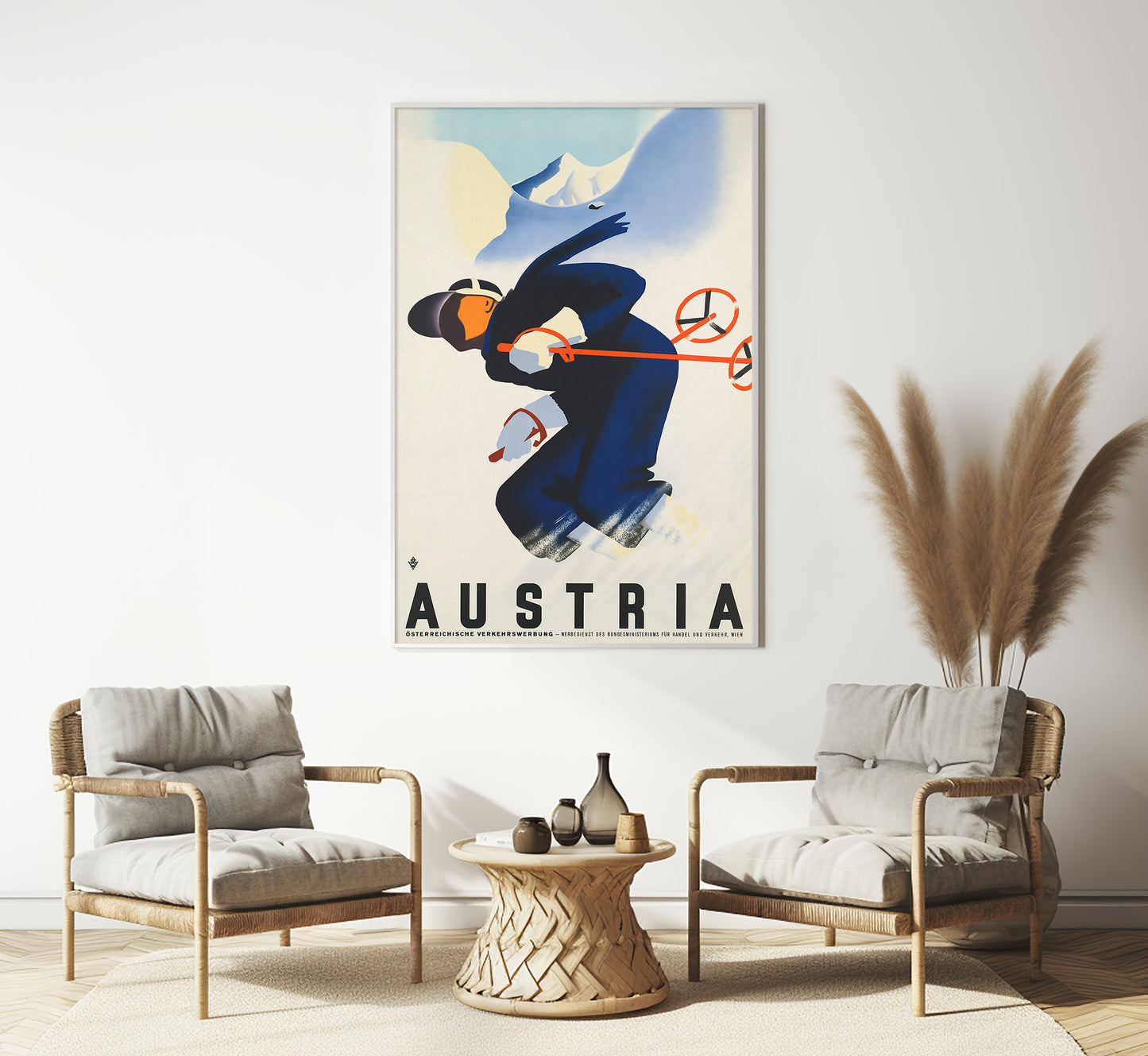 Ski Holidays in Austria vintage travel poster Paul Kirnig, 1910-1959.