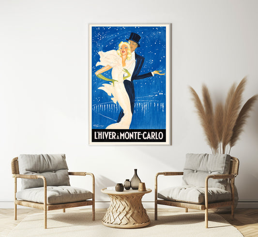 Monaco, Monte Carlo vintage travel poster by Jean Gabriel Domergue, c. 1937.