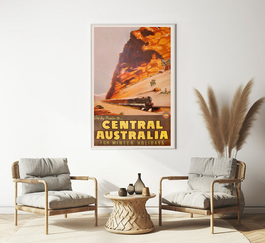 Central Australia, Commonwealth Railway, Australian vintage travel poster by unknown author, late 20s.