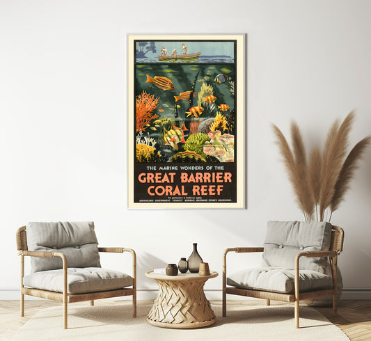 Great Barrier Reef, Australia vintage travel poster by Percival Albert Trompf, 30s.