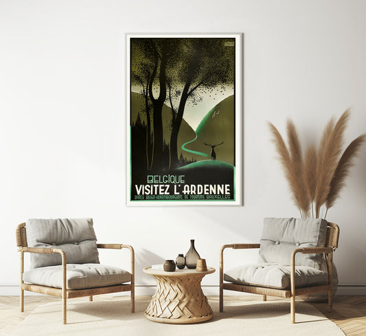 Ardenne, Belgium vintage travel poster by Edgar Lemaire, 1933.