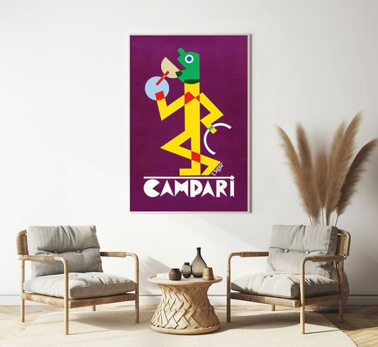 Campari vintage advertising poster by Fortunato Depero, Vintage kitchen decor.