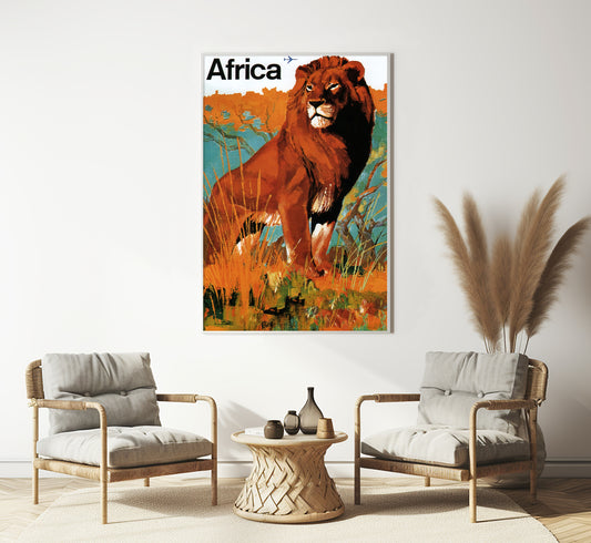 Lion in Africa vintage travel poster by unknown author, 1940s.