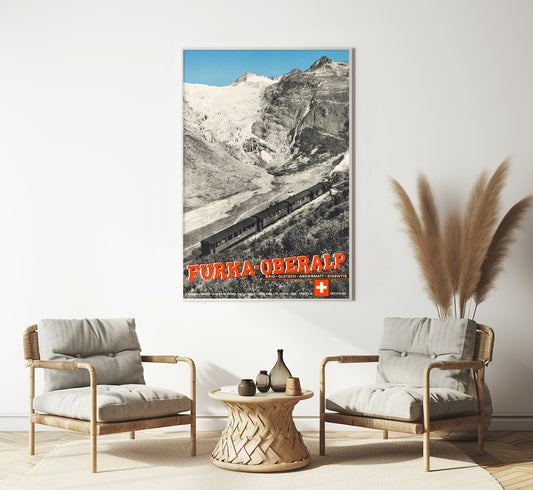 Furka Oberalp, Switzerland vintage travel poster by E. Gyger, 1936.