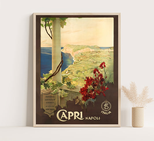 Capri, Naples, Italy vintage travel poster by Elio Ximenes, c. 1910-1959.